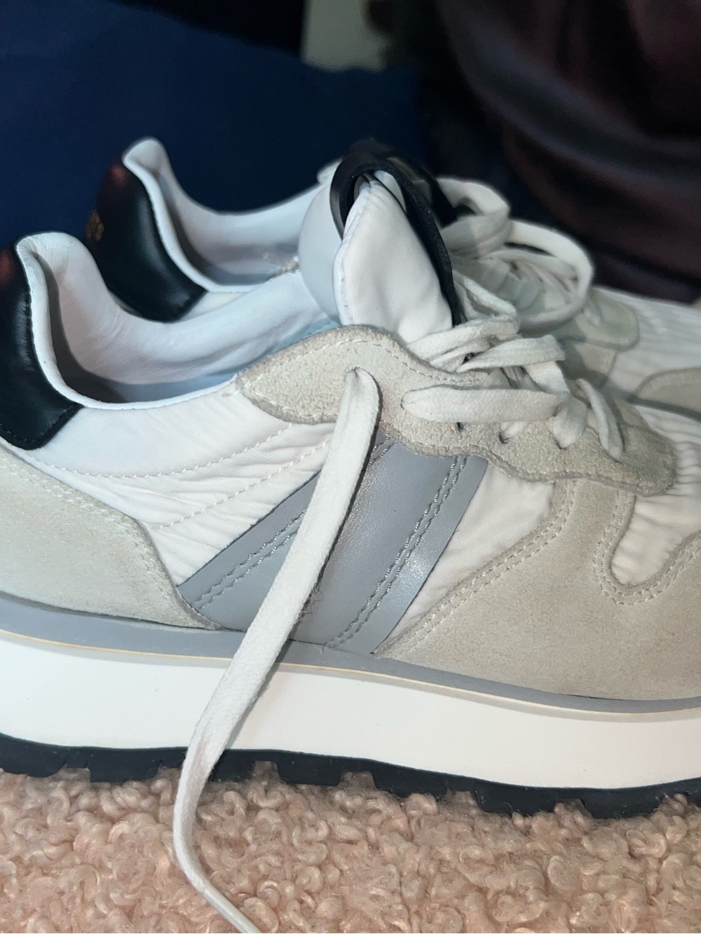 Greats White & Light Gray Low-Top Sneaker with Black Tongue Tab - Picture 5 of 6